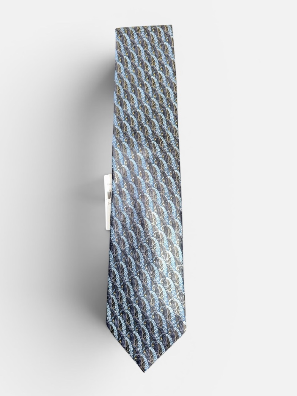NEW Ermenegildo Zegna mens blue dark grey geometric 100% silk neck tie NWT